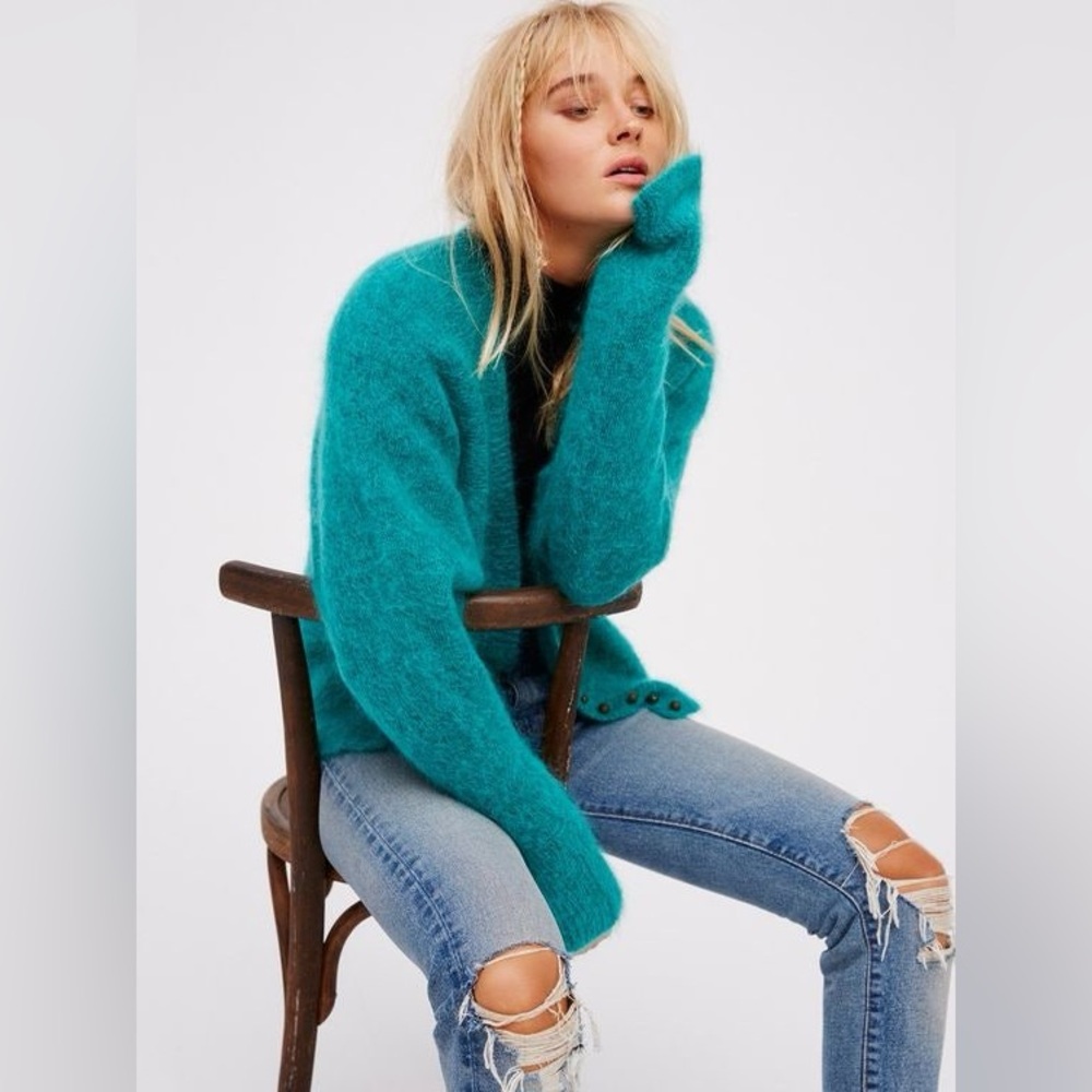 Free People Boyfriend Mohair Little Lies Cardigan Sweater Womens Sz:‎ XS